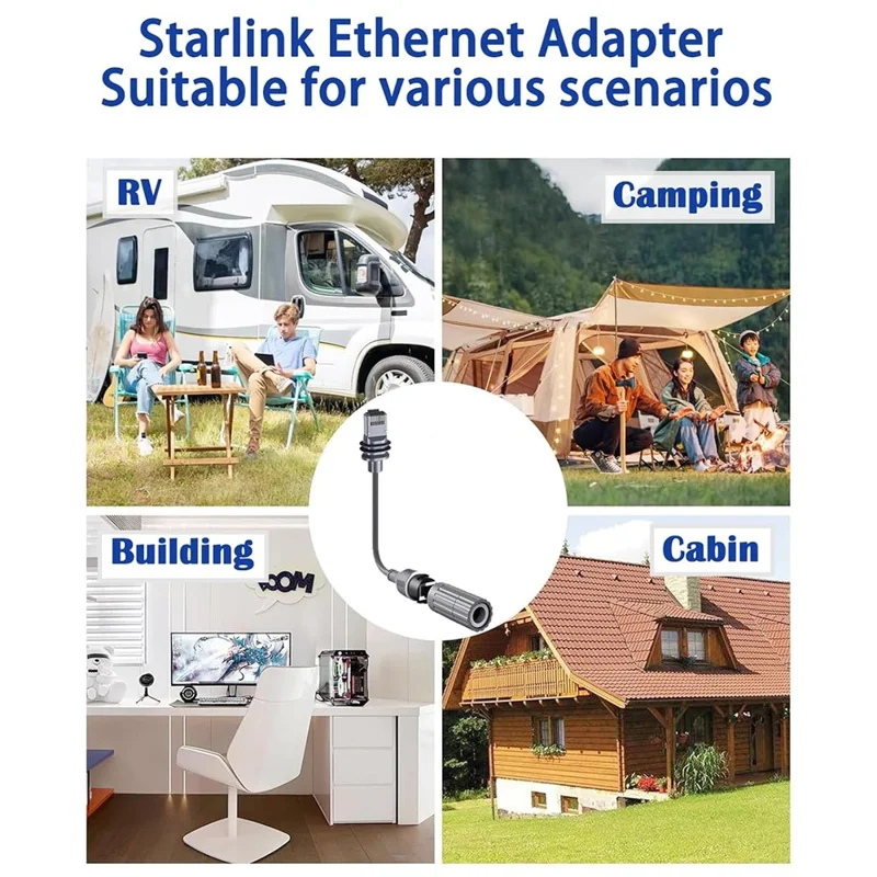 For Starlink Gen 3  /  Mini  /  Standard 4 Ethernet Extension Cable IP68 Waterproof RJ45 Adapter 1.2Gbps - Grey