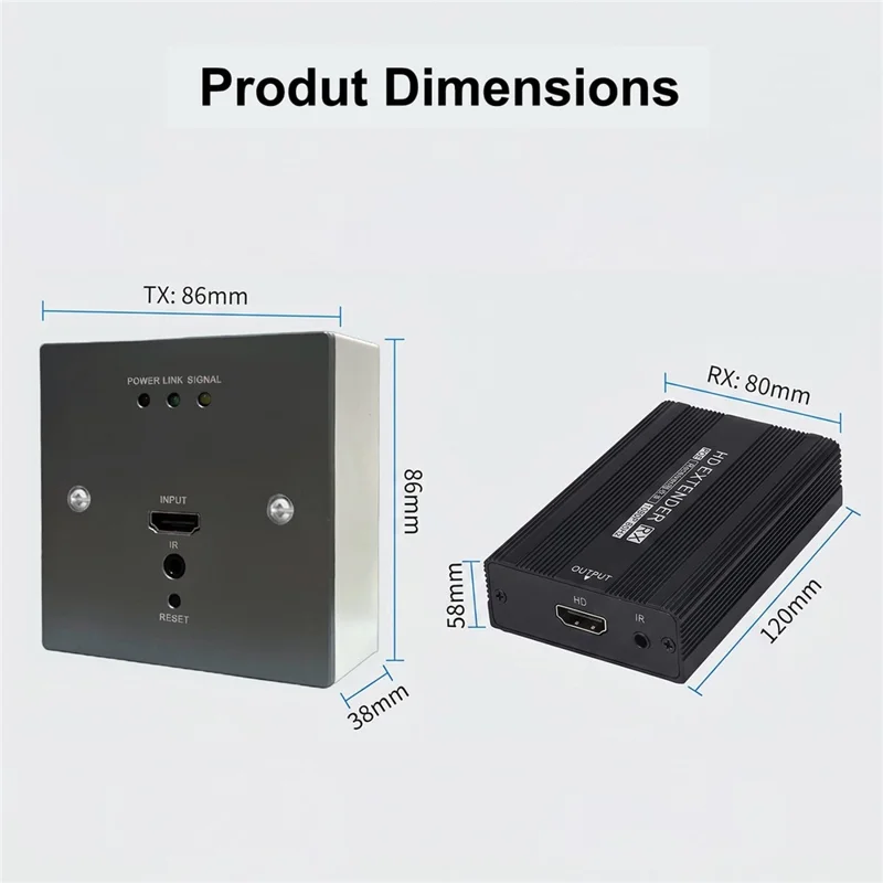 MEASY WP1815HD 1080P 60Hz HD Wall-Plate Extender POE 150m RJ45 Transmitter Receiver Kit - EU Plug