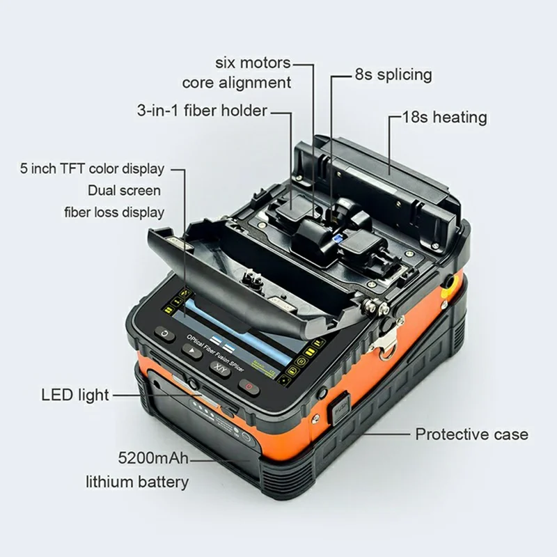 SIGNAL FIRE AI-5 Pro Optical Fiber Fusion Splicer 6-Motor Alignment 8s Splicing 18s Heating - US Plug