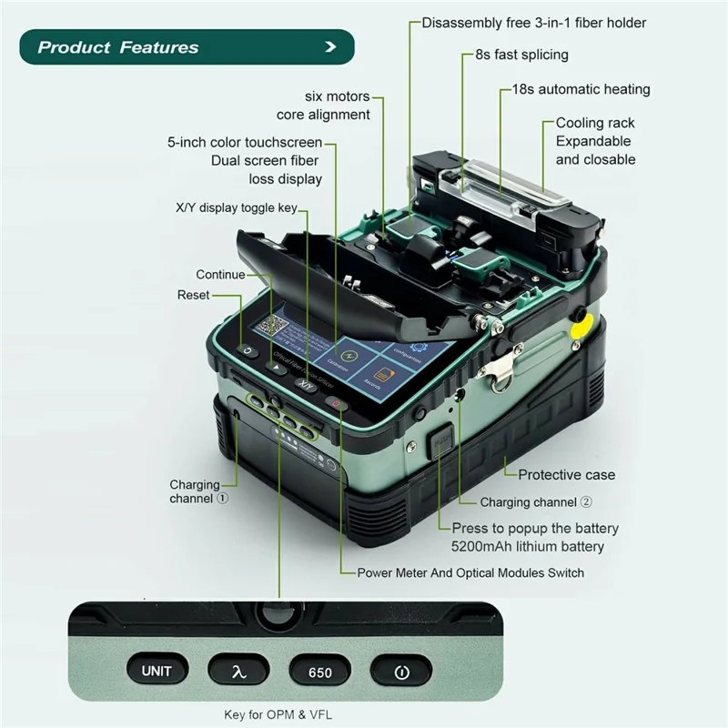 SIGNAL FIRE AI-6A+ Optical Fiber Fusion Splicer 8s Splicing 18s Heating OPM VFL - US Plug
