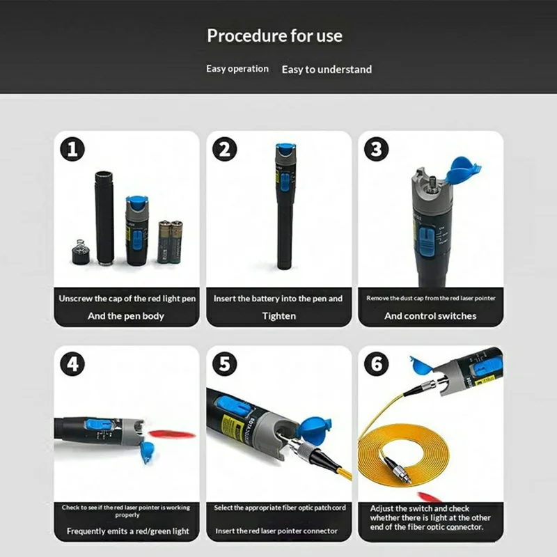 B206 10KM Visual Fault Locator Kit Aluminum Alloy Fiber Tester with Storage Case