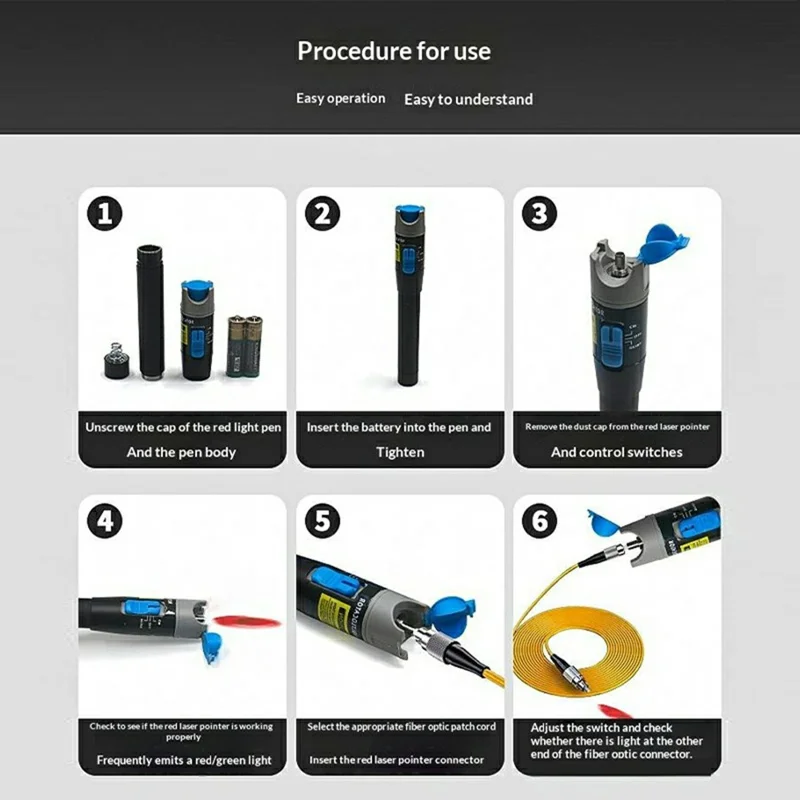 B214 650nm 10km Visual Fault Locator Fiber Optic Tester Tool Kit with Simplex Patch Cord Fiber Coupler