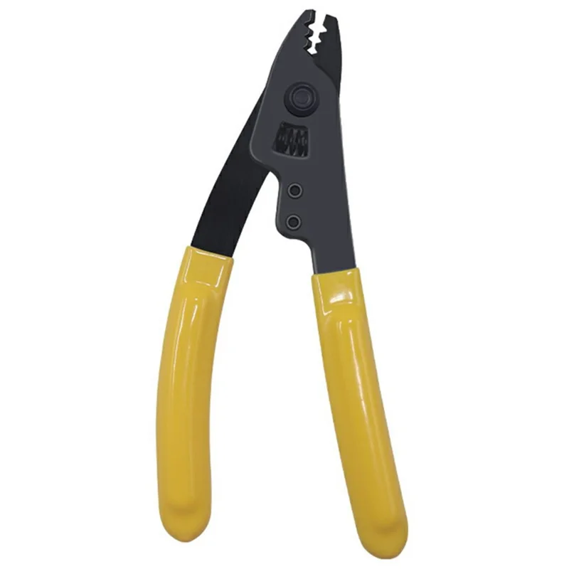 Three-Jaw Fiber Optic Coating Stripping Pliers Auto-Locking Blade for Field Work - Yellow