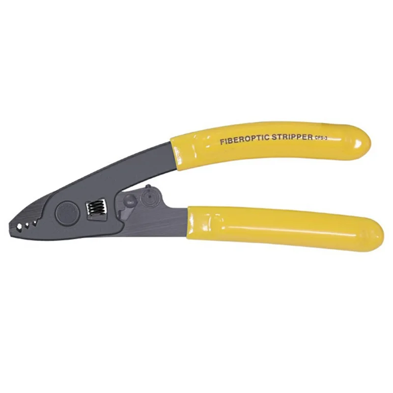 Three-Jaw Fiber Optic Coating Stripping Pliers Auto-Locking Blade for Field Work - Yellow