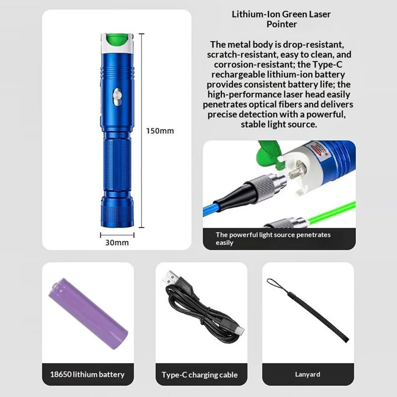 L514 10KM Fiber Optic Visual Fault Locator Kit with Coupler Single Mode Simplex Patch Cord and Rechargeable Lithium Battery