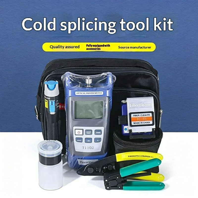 FTTH Fiber Optic Tool Kit with Optical Power Meter and Visual Fault Locator for Cold Splicing (without Battery)