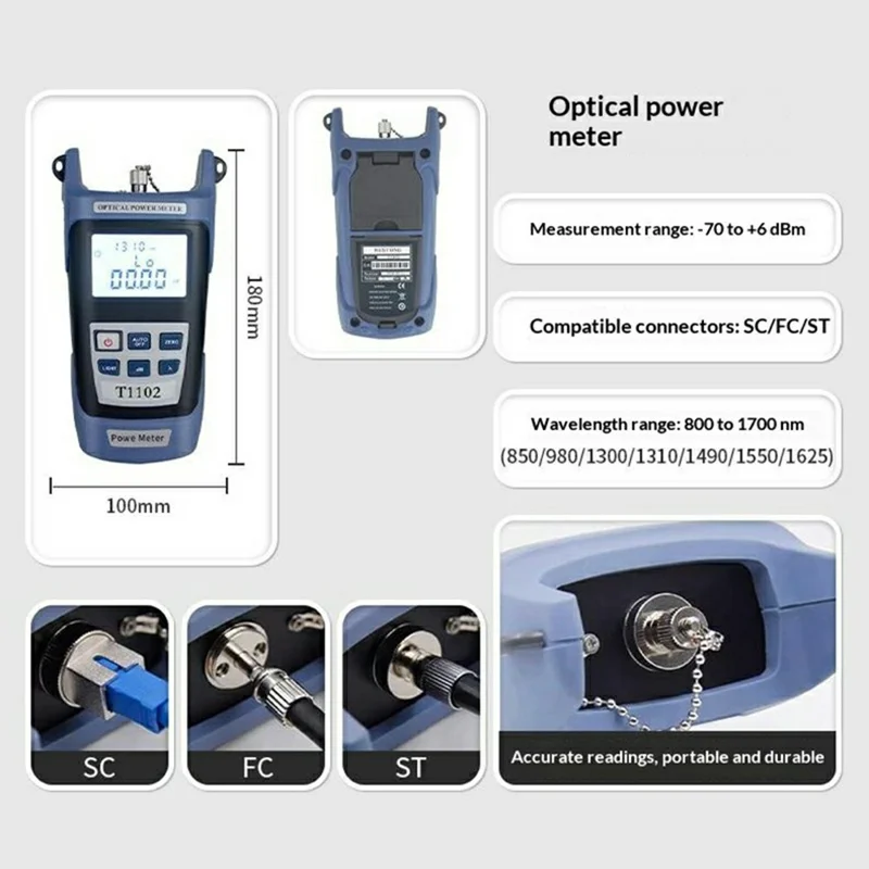 FTTH Fiber Optic Tool Kit with Optical Power Meter and Visual Fault Locator for Cold Splicing (without Battery)