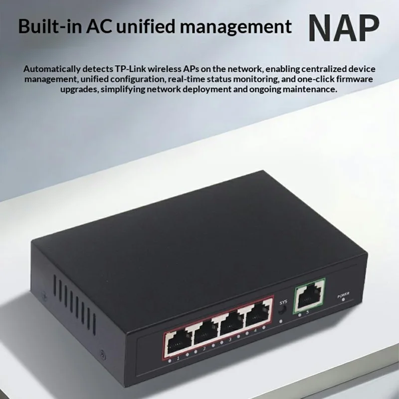 5-Port Gigabit PoE AC Controller 1 WAN + 4 PoE Gigabit LAN Ports - Black