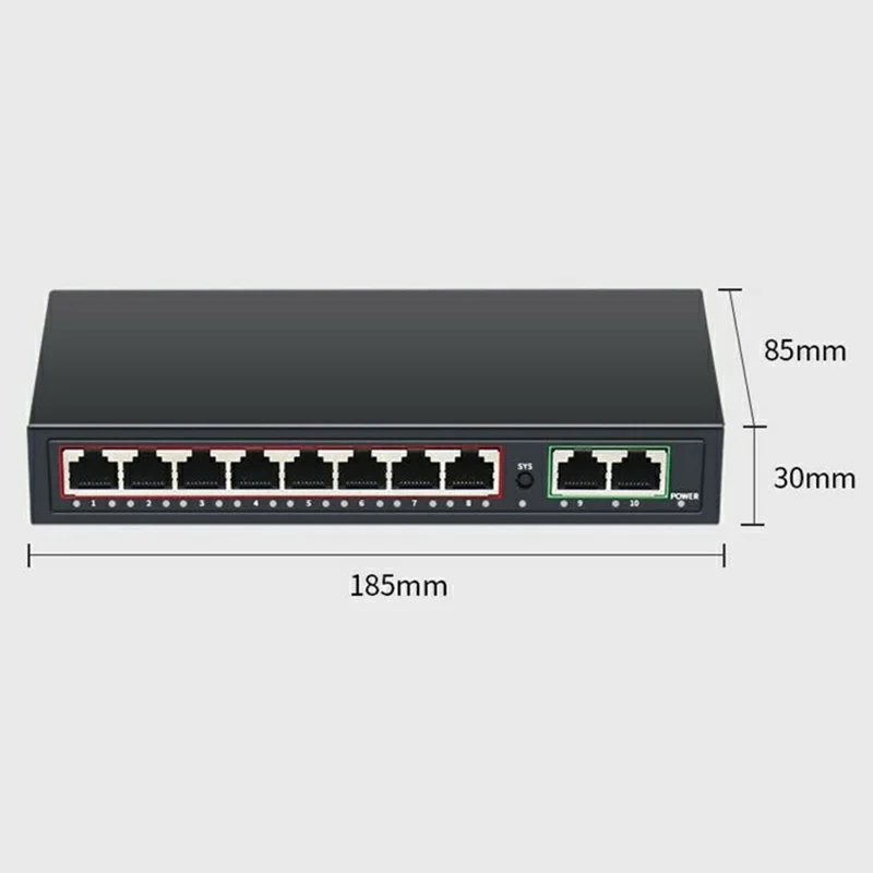 10-Port Full Gigabit PoE AC Controller 8 PoE LAN + 2 Gigabit WAN 30W Wall Mount Controller - Black