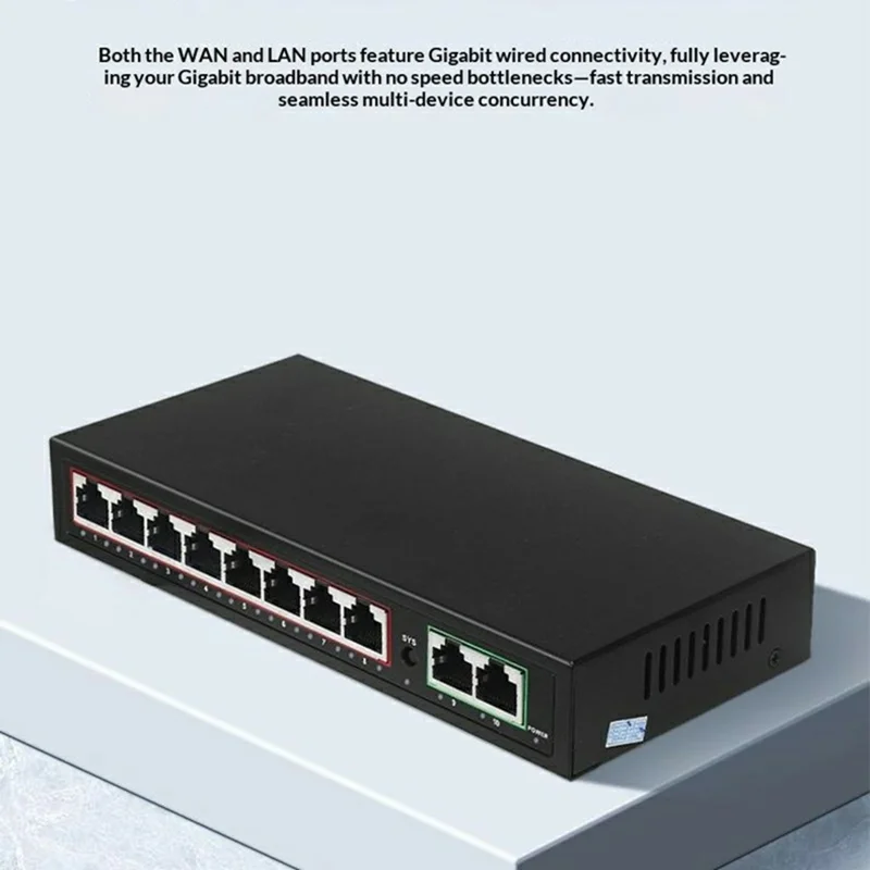 10-Port Full Gigabit PoE AC Controller 8 PoE LAN + 2 Gigabit WAN 30W Wall Mount Controller - Black