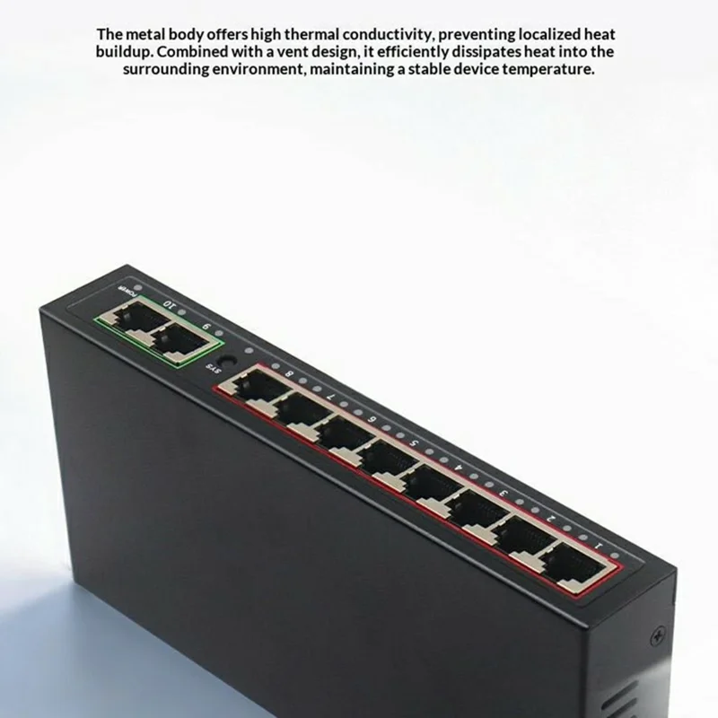 10-Port Full Gigabit PoE AC Controller 8 PoE LAN + 2 Gigabit WAN 30W Wall Mount Controller - Black
