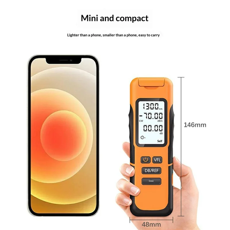 Y12-Y0500 Optical Power Meter 5km -70 to +6dBm 9 Wavelengths Visual Fault Locator for Fiber Testing FTTH - Orange