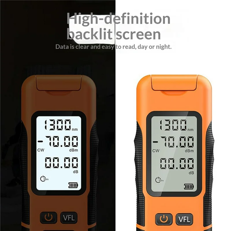 Y12-Y0500 Optical Power Meter 5km -70 to +6dBm 9 Wavelengths Visual Fault Locator for Fiber Testing FTTH - Orange
