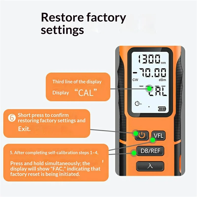 Y12-Y0500 Optical Power Meter 5km -70 to +6dBm 9 Wavelengths Visual Fault Locator for Fiber Testing FTTH - Orange