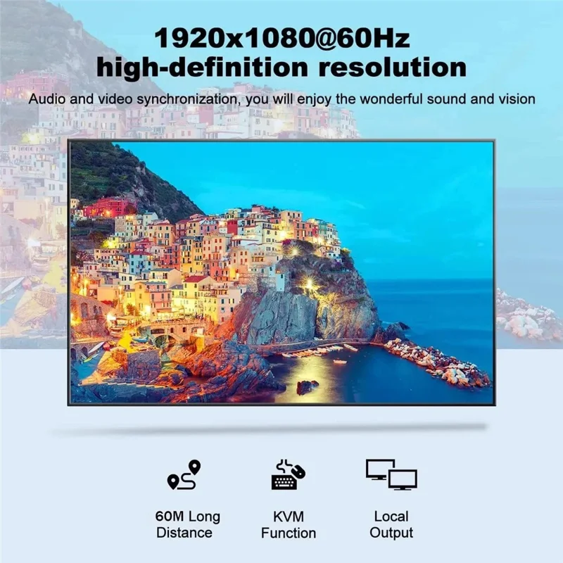 HKE60B HDMI KVM Extender 60m Single Network Cable 1080P@60Hz Keyboard Mouse Synchronization Extension - Black