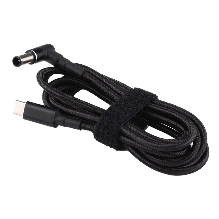 PD 100W 6.0 x 1.4mm Elbow Shape to Type-C Nylon Braided Power Charger Cable