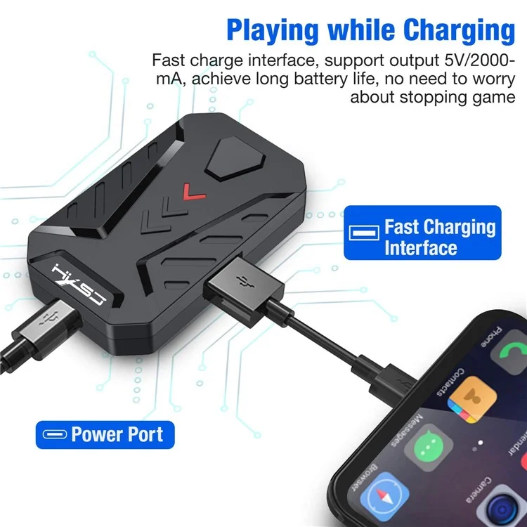 Adaptador de teclado e mouse com 3 portas USB para celulares Android