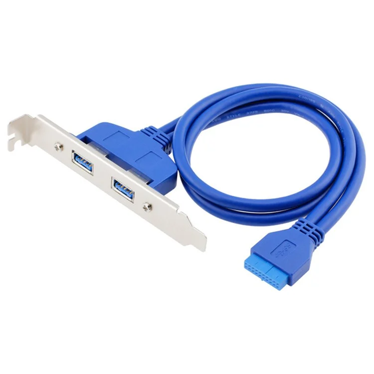 2 Port USB3.0 Hub 20Pin Header to Female F/2AF PCI Adapter Rear Panel Cable Extension PC Motherboard Parts (0.5m) - Blue