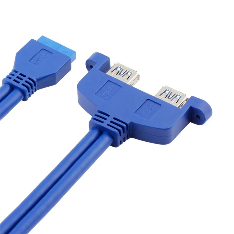 2 Port USB3.0 Hub 20Pin Header to Female F/2AF PCI Adapter Rear Panel Cable Extension PC Motherboard Parts (0.5m) - Blue