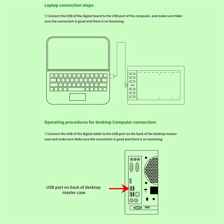 VINSA Digitales Tablett, Elektronische Zeichenplatte, Handzeichnungstafel + druckempfindlicher Stift mit Nachfüllungen, Handgrifffilm-Kit-Set für Mobiltelefon, Computer, Laptop