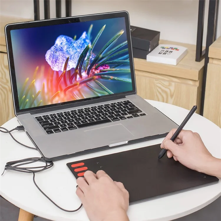 VINSA T505 Hand Drawing Board Digital Tablet with Shortcut Keys + Pressure Sensitive Pen Spare Refills OTG Adapter Set for Mobile Phone Computer Laptop