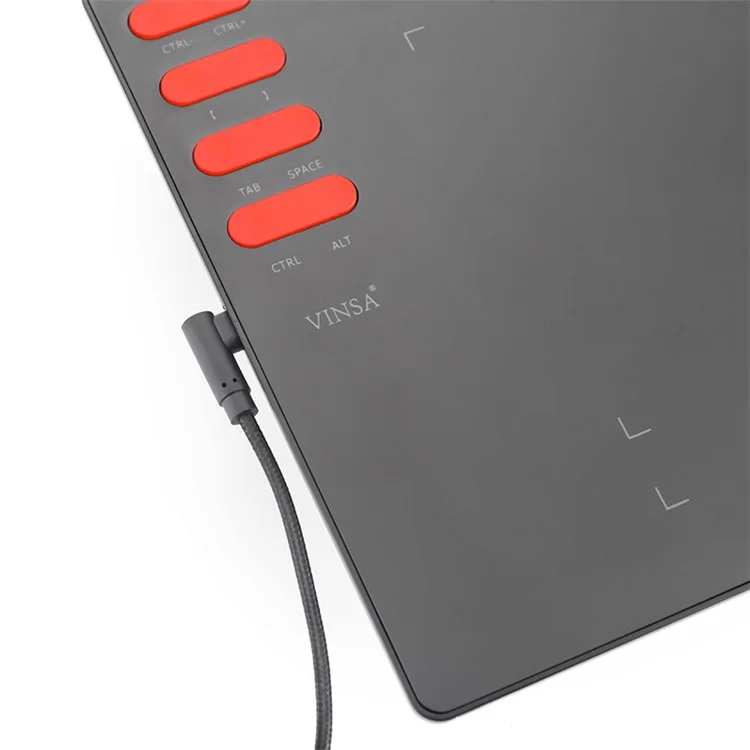 VINSA T505 Hand Drawing Board Digital Tablet with Shortcut Keys + Pressure Sensitive Pen Spare Refills OTG Adapter Set for Mobile Phone Computer Laptop