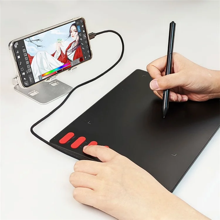 VINSA T505 for Mobile Phone/Computer/Laptop Electronic Digital Tablet Hand Drawing Board + Charging Free Pressure Sensitive Pen Refills OTG Adapter with Cable Kit