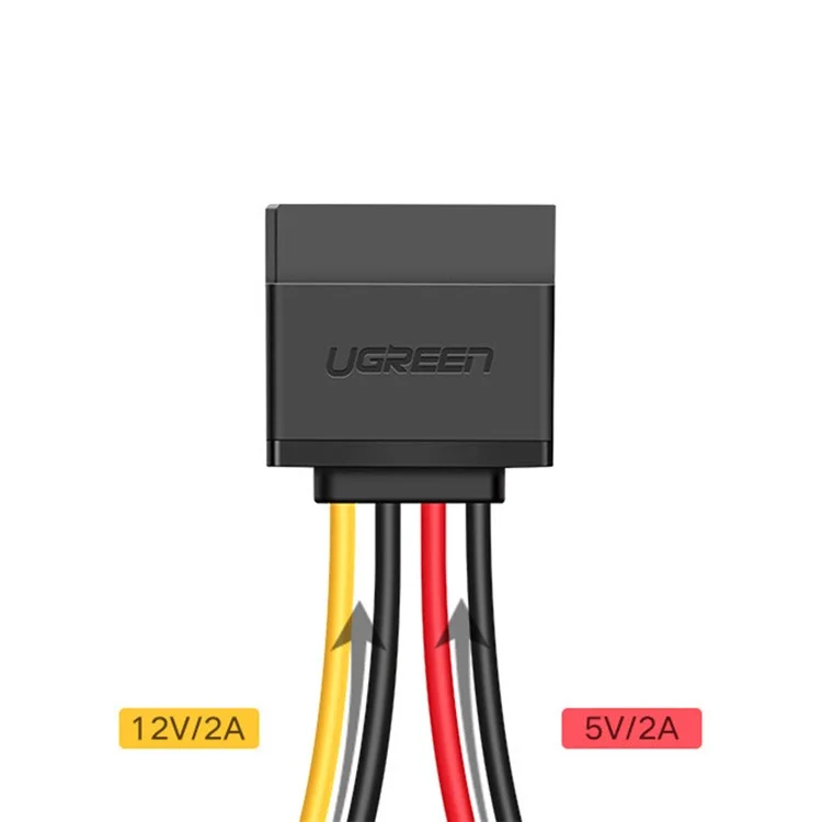 UGREEN 50720 0.2m SATA 15-Pin Female to IDE Large 4-Pin Molex Adapter Cable Hard Drive Power Cord