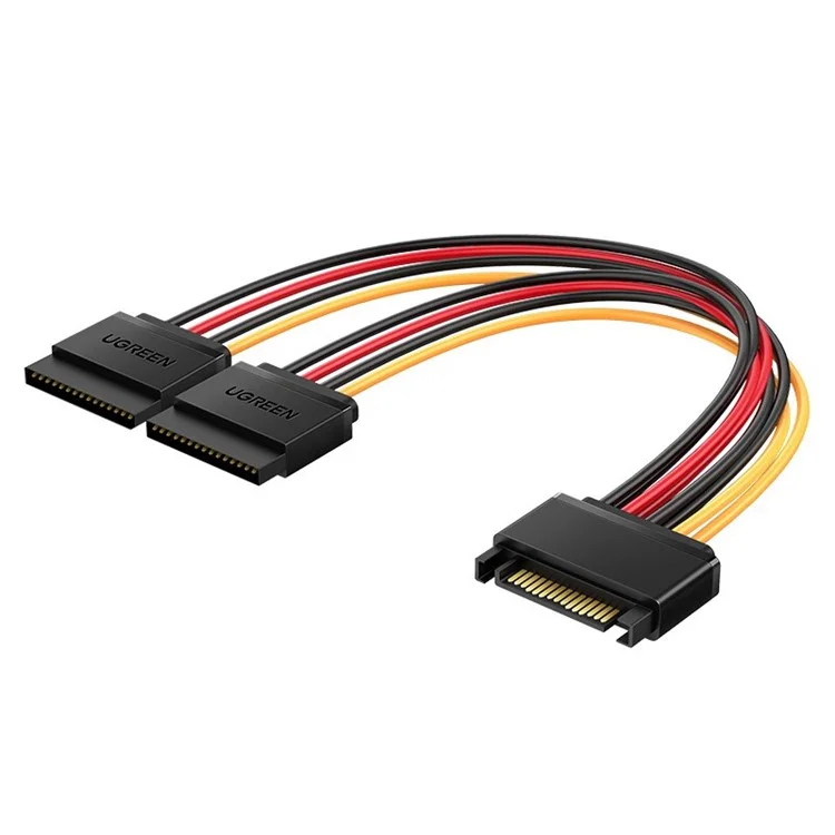 Ugreen 50719 SATA Power Y Splitter Cable de 15 Pines Macho a 2 Cable de Extensión Hembra Disco Duro Cable de Transferencia de Datos en Serie