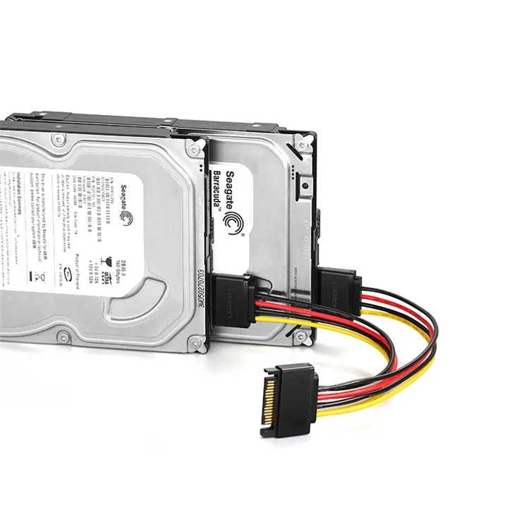 Ugreen 50719 SATA Power Y Splitter Cable de 15 Pines Macho a 2 Cable de Extensión Hembra Disco Duro Cable de Transferencia de Datos en Serie