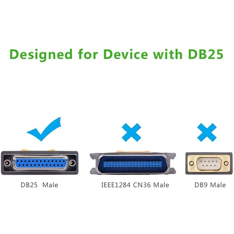 UGREEN 2m USB zu DB25 Paralleldruckerkabel-Adapter für Laptop-Desktop-PC, unterstützt Windows, Mac OS, Linux