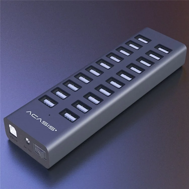 ACASIS H037 USB2.0 концентратор с несколькими функциями, расширенный 20-портовый концентратор с адаптером питания - Европейская вилка