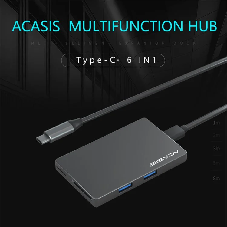 ACASIS CM004 6 in 1 Type-C Docking Station Multi-Port Type-C to HD-Compatible HUB Adapter for MacBook Pro Air TF/Memory Carder Reader OTG Adapter