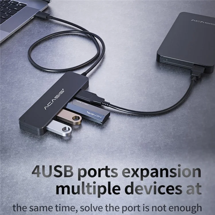 ACASIS AC2-L42 0.2m Type-C vers 4 USB2.0 Hub Adaptateur Multiprise USB-C Hub Portable Type-C Diviseur Convertisseur 480Mbps Transfert de Données
