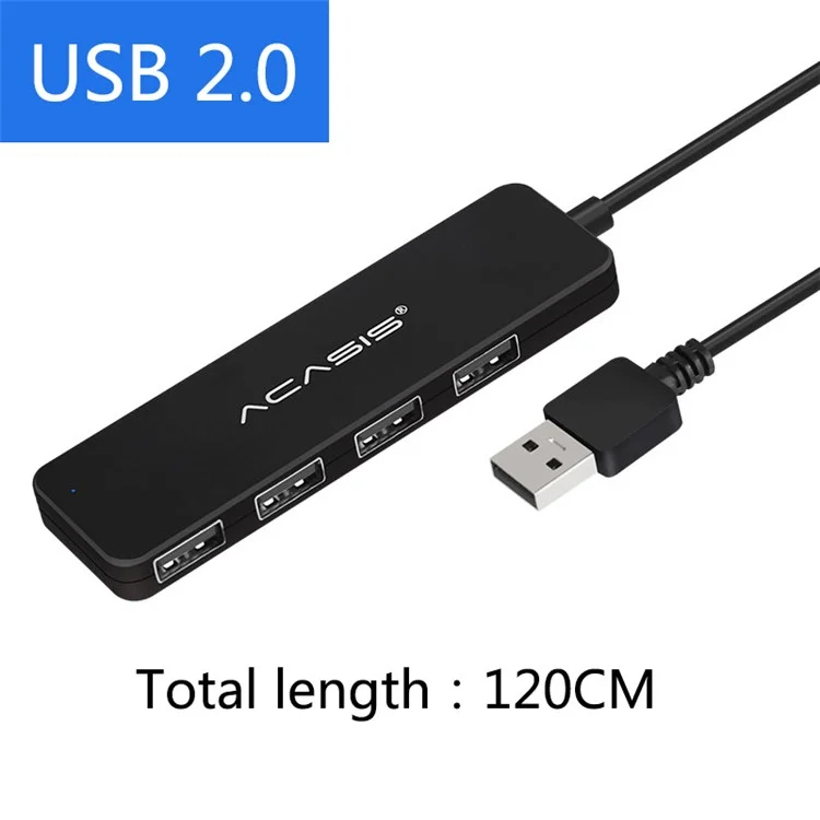 ACASIS AB2-L412 Câble 1,2m 4 Ports USB2.0 Hub 480 Mbps Trafeuille de Données Splitter de Moyeu USB