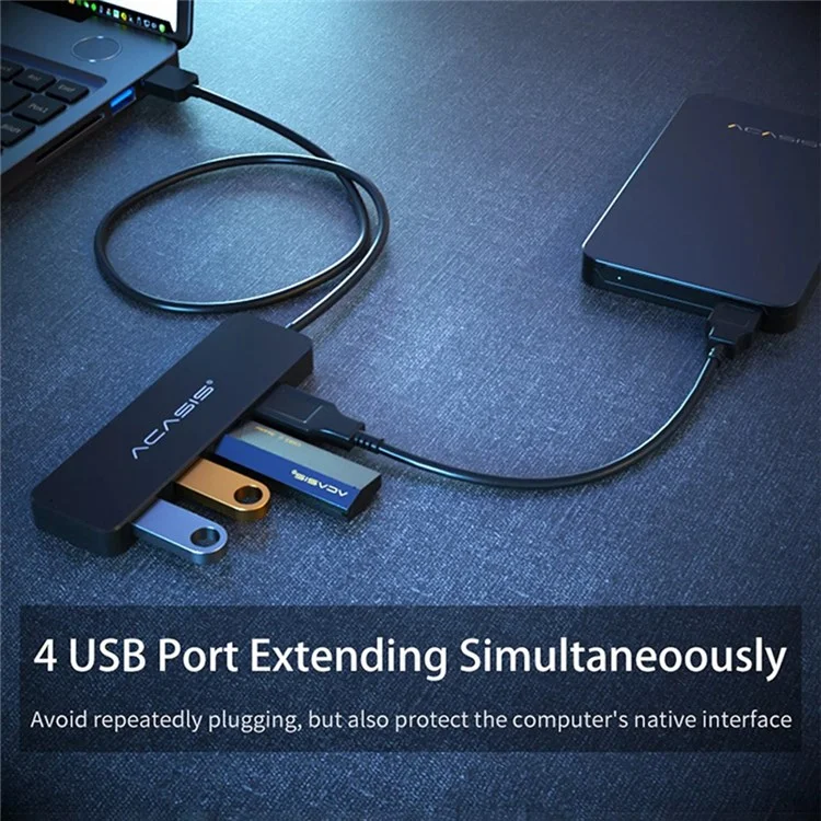 ACASIS AB2-L412 Câble 1,2m 4 Ports USB2.0 Hub 480 Mbps Trafeuille de Données Splitter de Moyeu USB