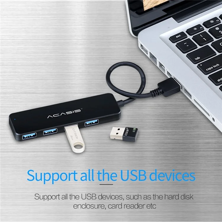 ACASIS AB2-L412 Câble 1,2m 4 Ports USB2.0 Hub 480 Mbps Trafeuille de Données Splitter de Moyeu USB