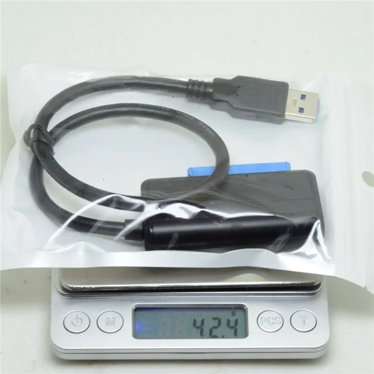 U3-027-RI 0.3m USB 3.0 to Angled SATA 22 Pin Adapter Cable for 2.5" 3.5" Hard Disk Drive SSD for Desktop Laptop (No Power Supply)