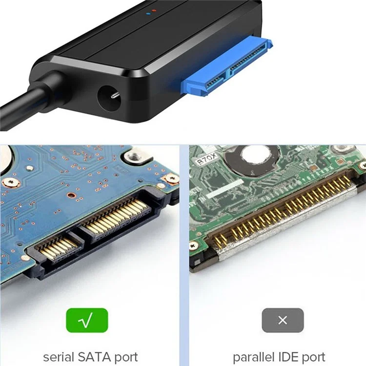 U3-027-RI 0.3m USB 3.0 to Angled SATA 22 Pin Adapter Cable for 2.5" 3.5" Hard Disk Drive SSD for Desktop Laptop (No Power Supply)