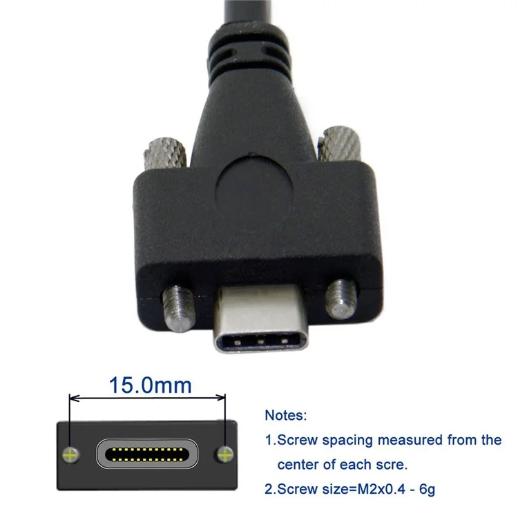 UC-046-3M USB 3.1 Type-C Panel Mount Dual Screw Locking 3m USB-C 10Gbps Data Cable (M2 Screw)