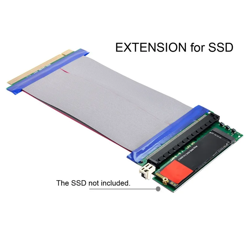 EP-075+SA-001 NGFF M-key NVME AHCI SSD to PCI-E 3.0 X16 Vertical Adapter with PCI-E 16X Extension Cable