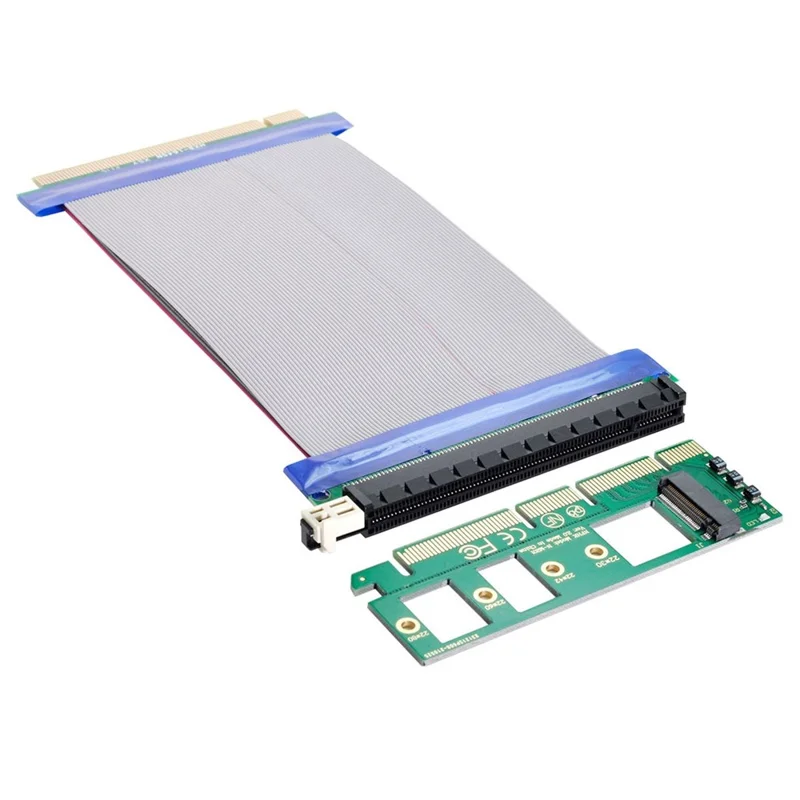 EP-075+SA-001 NGFF M-key NVME AHCI SSD to PCI-E 3.0 X16 Vertical Adapter with PCI-E 16X Extension Cable