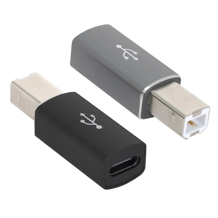 UC-163 2pcs USB-C Feminino Para USB-B Conversor de Adaptadores Masculinos (cinza+preto)