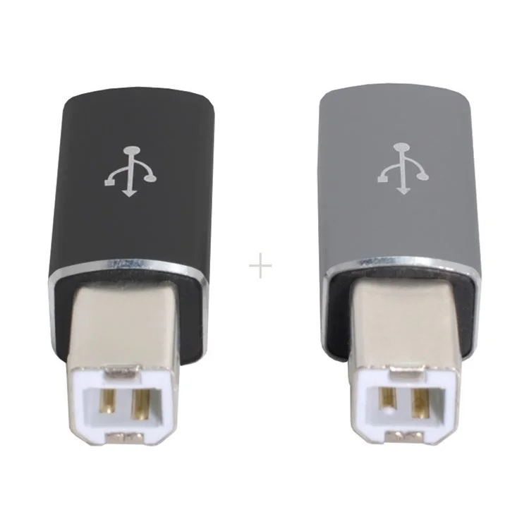 UC-163 2pcs USB-C Femelle USB-B Male Adapters Converter (gris + Noir)