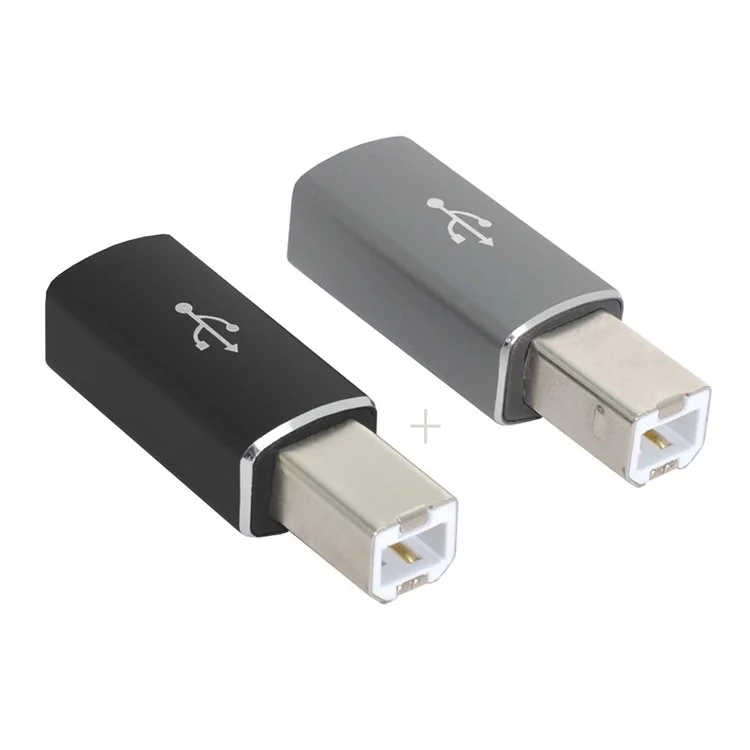 UC-163 2 штуки USB-C Female to USB-B Male Adapters Converter (Серый+Черный)