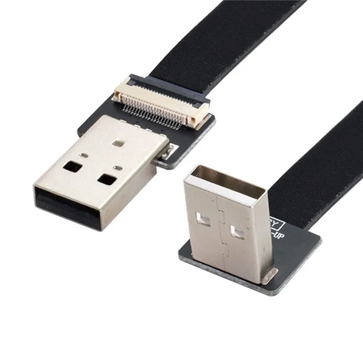 U2-031-UP-0.2M CN-011-MA/CN-011-UP/CN-019-0.2M Up Angled USB 2.0 Type-A Male to Male Flat FPC Data Cable 90 Degree for FPV/Disk/Scanner/Printer