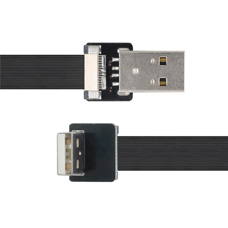 U2-031-UP-0.2M CN-011-MA/CN-011-UP/CN-019-0.2M Up Angled USB 2.0 Type-A Male to Male Flat FPC Data Cable 90 Degree for FPV/Disk/Scanner/Printer