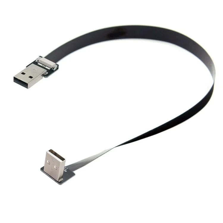 U2-031-UP-0.2M CN-011-MA/CN-011-UP/CN-019-0.2M Up Angled USB 2.0 Type-A Male to Male Flat FPC Data Cable 90 Degree for FPV/Disk/Scanner/Printer