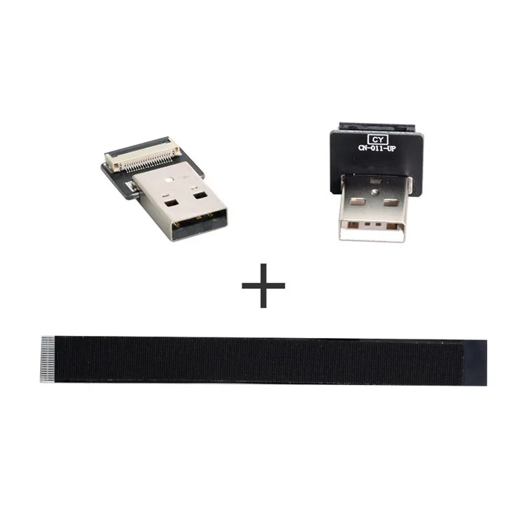 U2-031-UP-0.2M CN-011-MA/CN-011-UP/CN-019-0.2M Up Angled USB 2.0 Type-A Male to Male Flat FPC Data Cable 90 Degree for FPV/Disk/Scanner/Printer