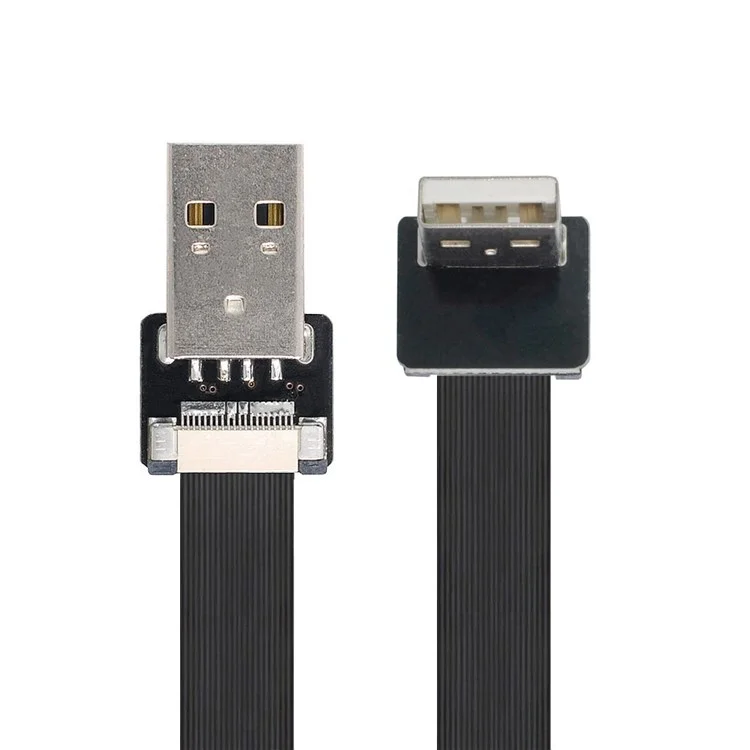 U2-031-UP-0.2M CN-011-MA/CN-011-UP/CN-019-0.2M Up Angled USB 2.0 Type-A Male to Male Flat FPC Data Cable 90 Degree for FPV/Disk/Scanner/Printer